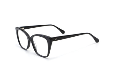 Women Urban Eyeglasses: Pat - Black - SpaceSMART Eye Clinic (Diagonal View)